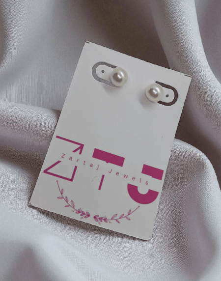 Ivory Glow Pearl Stud Earrings for Women | Zartaj Jewels